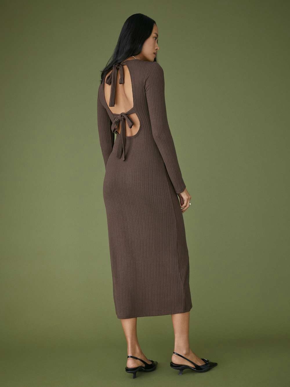 Reformation Benedict midi Dress brown size small